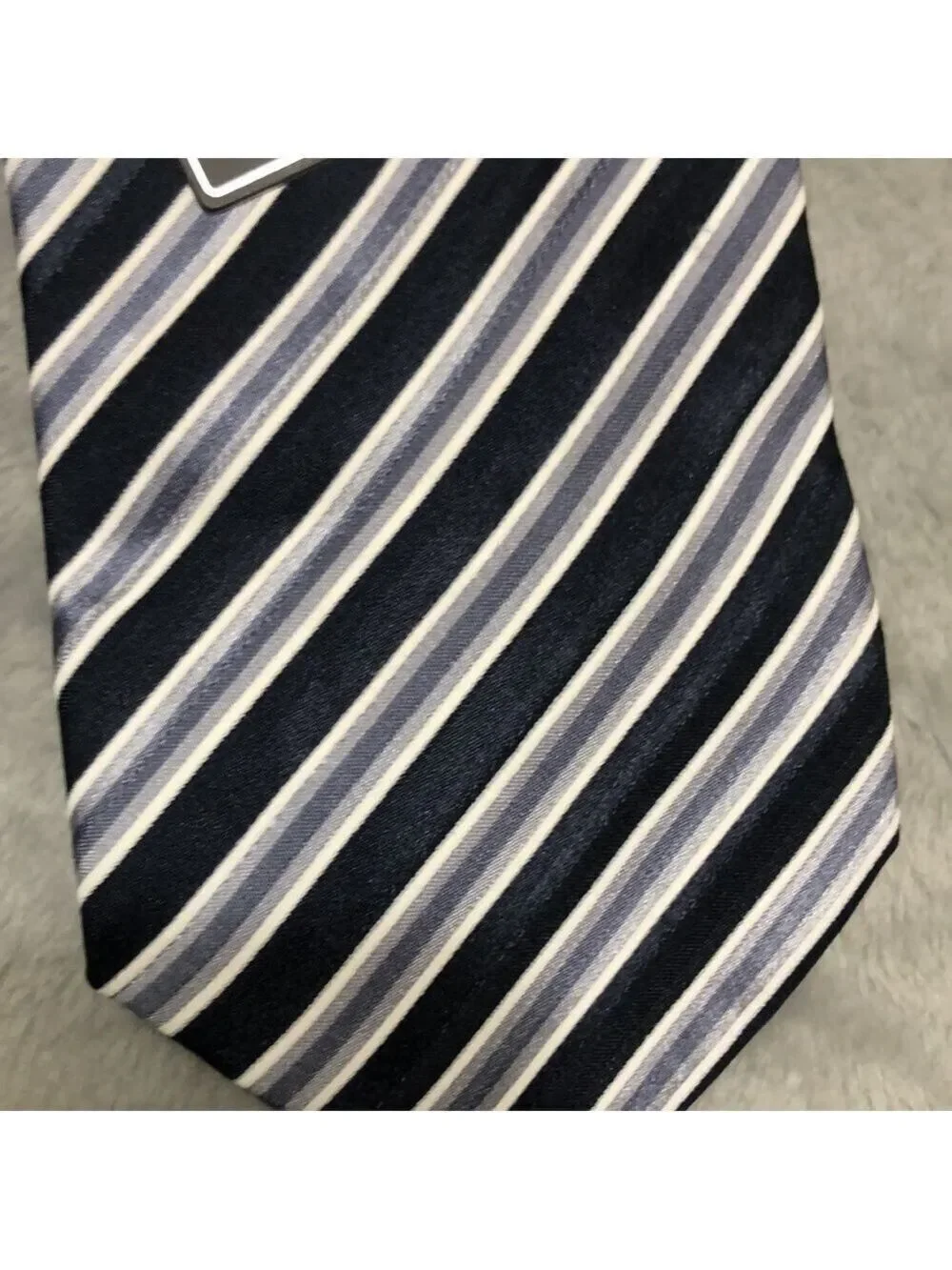 GRAND JOUR Paris Blue and Gray Striped Tie
